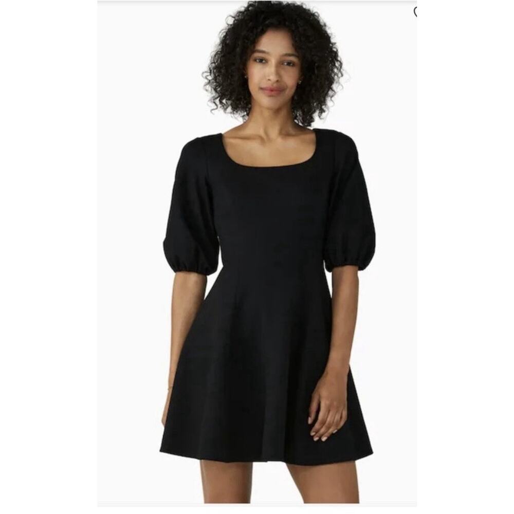 Kate Spade Black Ponte Puff Sleeve Dress Sz XL Fit Flare Business Night Out